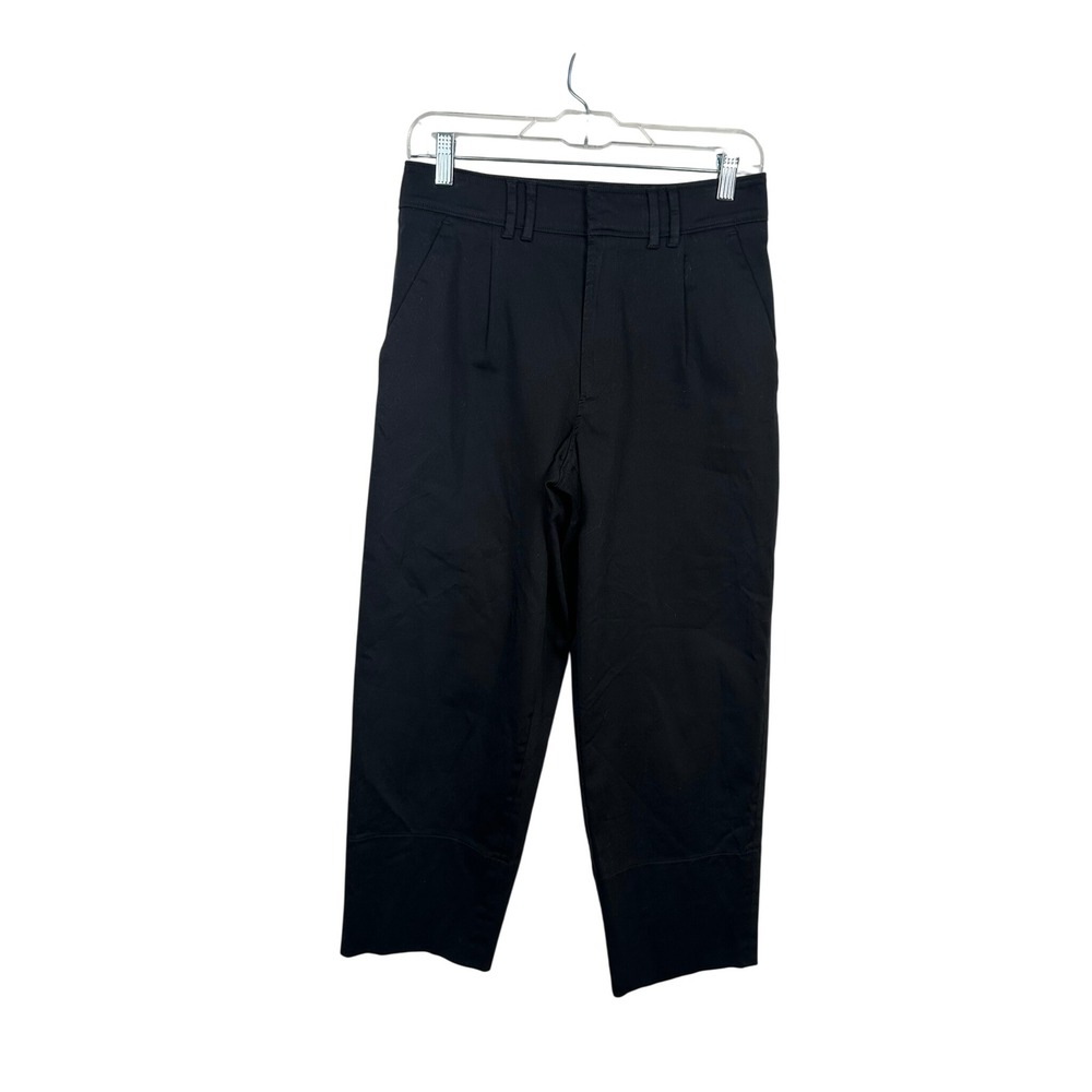 AYR Trousers Women 4 Black Excellent Pleated Cropped High Rise Cotton Pants